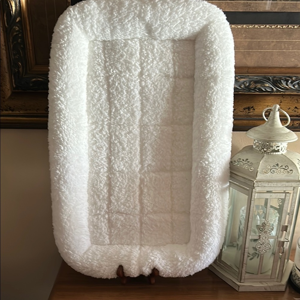 White Plush Baby dog bed